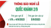 Thông báo lịch nghỉ lễ Quốc Khánh 2/9